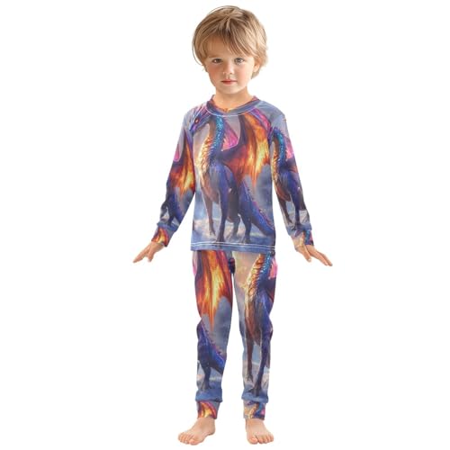 Pajama Sets Long Sleeve Fantasy Dragon Soft Comfy Sleepwear 2 Piece PJS 3-8T2