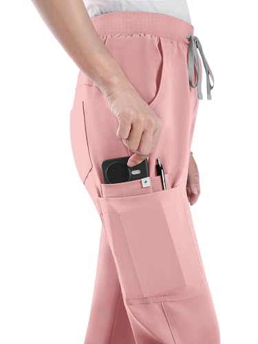 Image of Scrub Pants for Women - Straight Leg Medical Scrub Pants with 6 Pockets - Drawstring Soft Stretch Women Scrub Pant