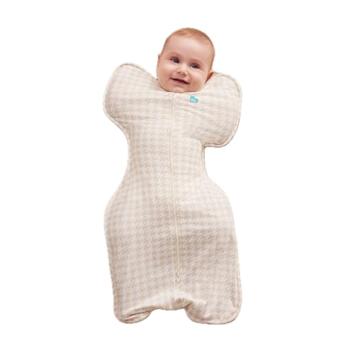 Image of Love to Dream Swaddle UP, Sleep Sack 0-3 Months, Self-Soothing, Improves Sleep, Secure Fit Helps Calm Startle Reflex, Baby Essentials Must Haves Newborn, 1.0 TOG, Medium 13-19 lbs, Tan Houndstooth