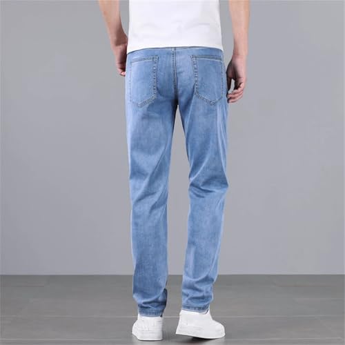 Mens Denim Pants Soft Breathable Loose Straight Business Casual Ultra Thin Jeans3