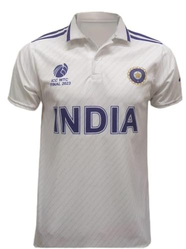 Image of India Test Match WTC Jersey Half Sleeves -2023-24 (42-L (for 66-75 KG), with Your Name & Number)