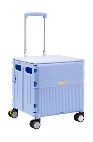 QUANLI Faltbarer Einkaufstrolley, 45 l, großes Fassungsvermögen, zusammenklappbarer Einkaufswagen mit Teleskopgriff und…