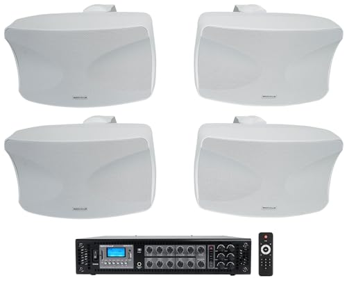 Rockville Bundle: (1) RCS180-6 180 Watt 6 Zone 70v Commercial/Restaurant Amplifier/Bluetooth + (2) Pair WET-44 PRO Dual 4