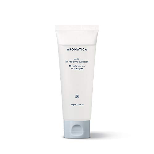 AROMATICA Aloe Hy-ffective Cleanser 5% Hyaluronic sol. + 0.1% Enzyme 120 ml / 4.06oz | Fragrance-free | Hydrating Cleanser wi/ Hyaluronic Acid | Daily Moisturizing Cleanser For Sensitive & Dry Skin | Korean Skincare