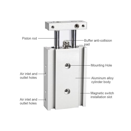 Vérin pneumatique double tige CXSM20 solution anti-rotation de 10mm - 3