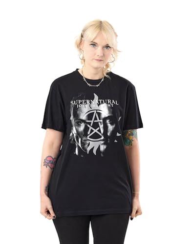 Vanilla Underground Supernatural - Camiseta gráfica negra para hombre | Sam y Dean Winchester TV Show Cuello Redondo Top Clásico | Únete a la Hunt Camisa lisa de manga corta | Ropa casual para