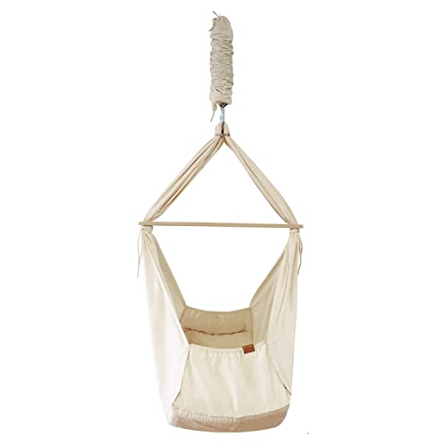 Membantu | Federwiege inkl. Feder (bis 15kg) & Deckenaufhängung | Sanftes wiegen der Baby-wiege Wippe Hängeschaukel Hängewiege Hängematte | Bio Baumwolle | Entspannt & ruhig schlafen | Hohe Sicherheit Cover