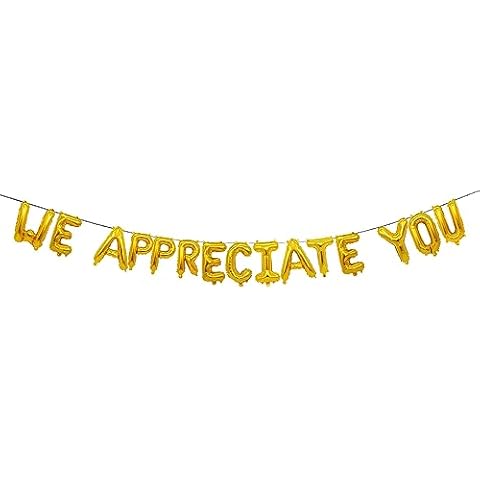 We Appreciate You Party Banner, Gold Thank You Banner Decorations for Teacher Pastor Doctor Nurse Staff Employee (16 inch) Cover