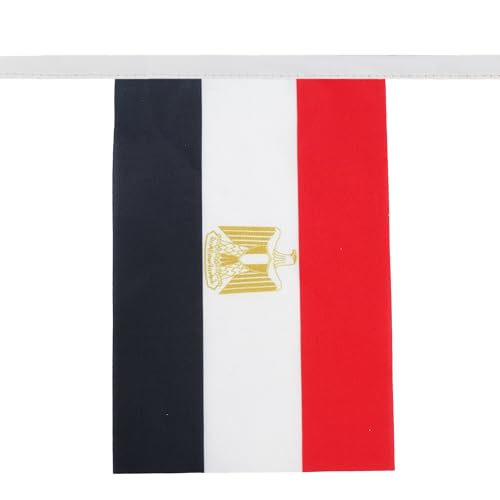 Image of AZ FLAG Egypt 6 meters BUNTING Flag 20 flags 9'' x 6'' - Egyptian STRING flags 15 x 21 cm