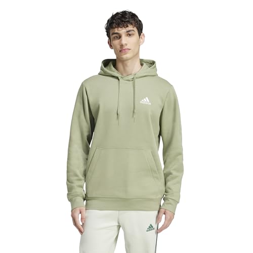 adidas Essentials Fleece Hoodie Camisola com capuz para homem (embalagem de 1), Cortina verde, L