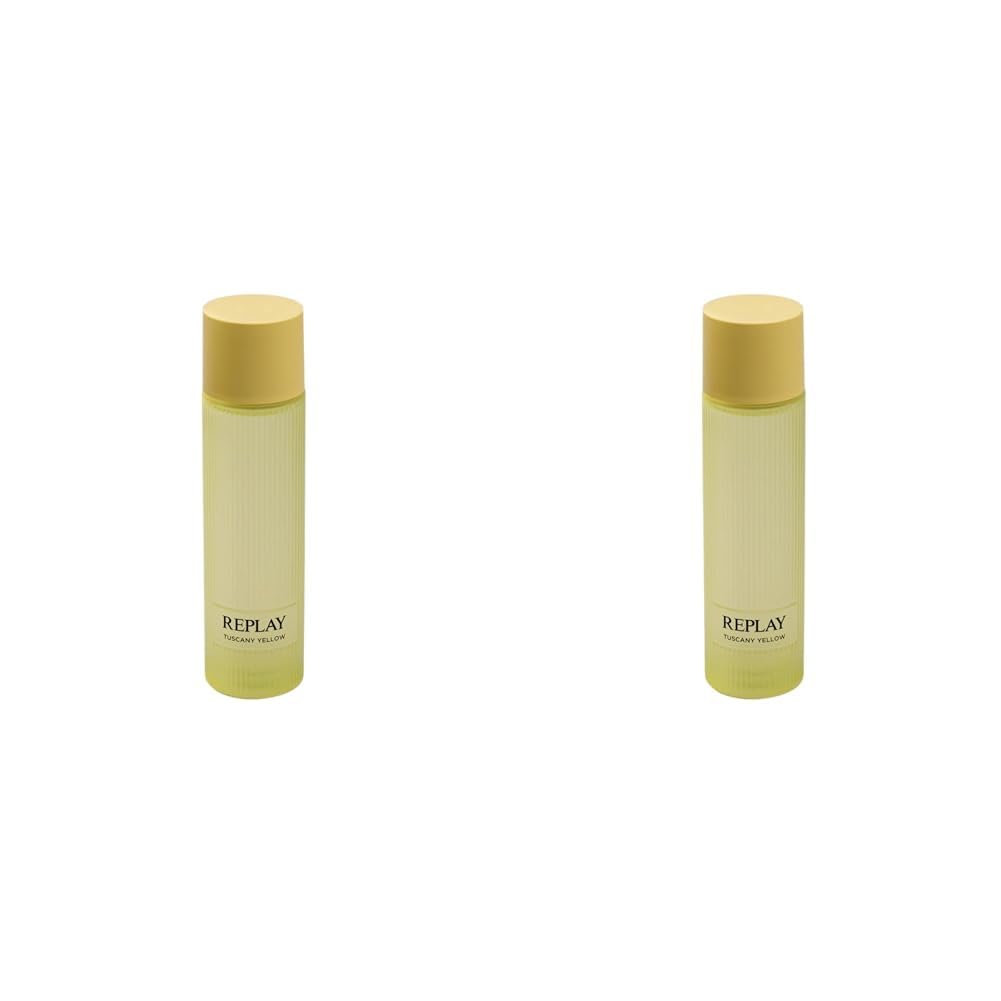 Replay - Earth Made by Tuscany Yellow Eau de Toilette für den Körper - Unisex-Parfüm, Vegan, frisch und belebend, holzig-bernsteinfarbener Duft, 200 ml Flasche (Packung mit 2)