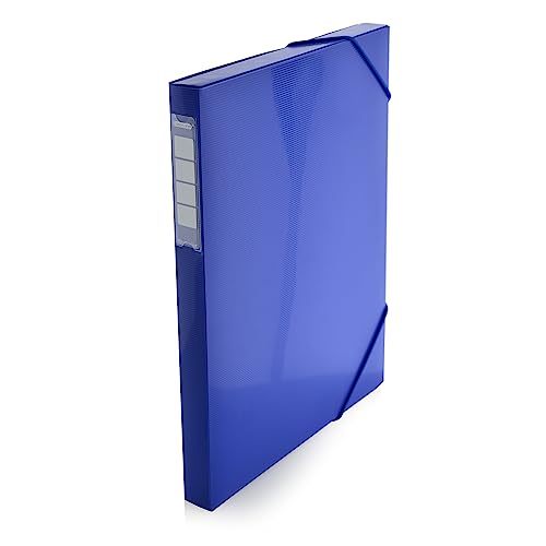 Carpeta de Gomas - Caja de Proyectos A4+ con Cierre de Gomas - REF.52511-AO- Lomo de 25 cm. En 12 Colores Colorline by Office Box - Fabricado en Polipropileno 100% Reciclable (Azul Oscuro)