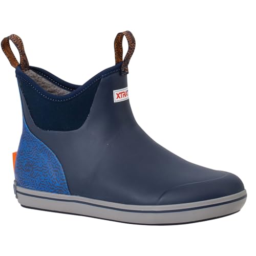 Image of XTRATUF Men's Trolling Pack Fleece Lined Ankle Deck Boot, Blue, Size 13(M)