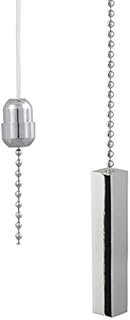 Bathroom Light Pull Chain  Polished Chrome Square Bar & Chrome Chain - 56mm x 11mm - 800mm Chain
