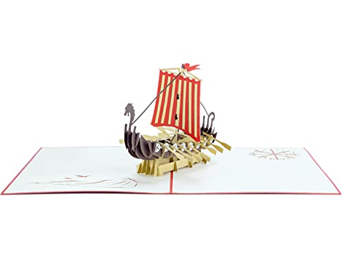 Viking Ship - WOW 3D Pop Up Greeting Card - Suitable for Birthday, Good Luck, Congrats, Fathers Day, Get well, Goodbye, Farewell - Premium, Handcrafted - Image 3