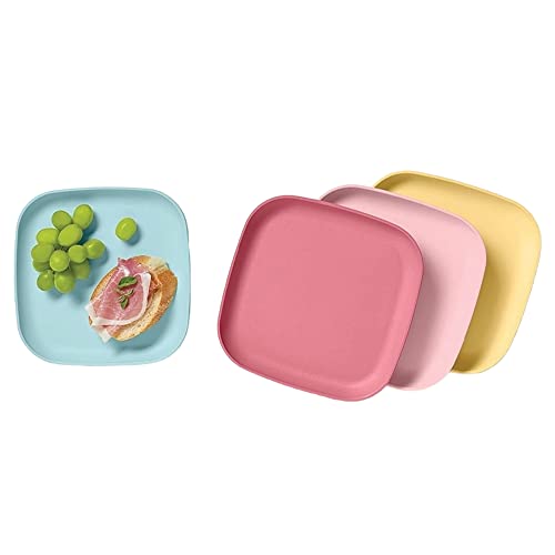 Image of Tupperware 8" Square Plates Set of 4 in Vintage Solid Pastel Colors