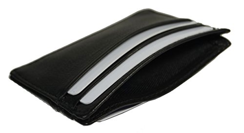Slim Genuine Leather Slim Unisex Wallet for Men or Women Thin ID Card Holder Black4