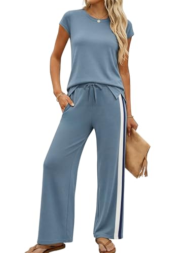 Casly Lamiit Women's 2 Piece Outfits Travel Set Track Suits Summer Short Sleeve Tracksuits Lounge Sets Travel Outfits Red S - view 3