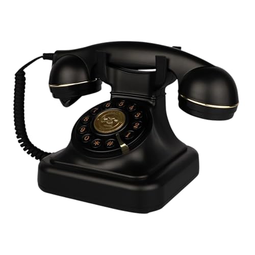 Oxtxuzdm Nostálgico teléfono con cable con opción de marcación giratoria vintage con tono de llamada mecánico vintage, decoración del hogar, oficina, hotel, teléfono fijo con cable