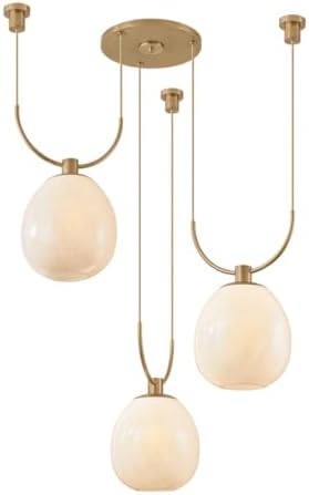 Troy Lighting JOVE 3-Light Chandelier | Patina Brass Finish | Cloud Seeded Glass Shades | Jewelry-Inspired Sculptural Ceiling Light | Adjustable Braided Cord Design | 36.5" W x 18.5" H | F7536-PBR