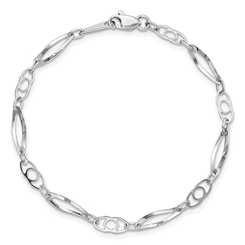 IceCarats 14K Solid White Gold 7 inch Link Chain Bracelet