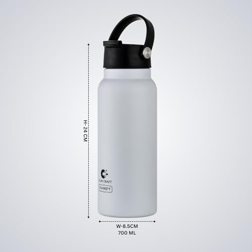 Image of CLAY CRAFT VACBOTT Phantom Double Walled |18 Hour Hot and 24 Hours Cold Water Bottle Vacuum Insulated|Flask Bottle 700ML, 1 Pcs|Easy to Carry|Hiking|Travel Bottle|BIS Certified|1 Year Limited Warranty