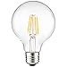 Sunlite 81115 LED G25 (G80) Edison Globe Light Bulb, 6 Watts (75W Equivalent), Standard E26 Base, 600 Lumens, Dimmable, ETL Listed, Clear Glass Antique Bathroom Makeup Mirror, 1 Pack, 2700K Warm White