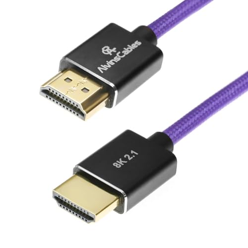 Alvin's Cables Cable HDMI a HDMI 8K 2.1 8K@60Hz 4K@120Hz alta velocidad para Atomos Ninja, para Sony FS5 FS7 FX9,BMPCC, para Canon C300 C500, cable trenzado morado