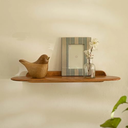 Image of Ellementry Slim Wooden Wall Shelf for Living Room, Bedroom & Hallway | Mango Wood Decorative Floating Shelf for Home Decor & Storage