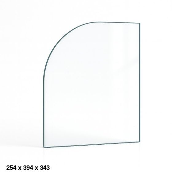Vitre Invicta Foyer 700 2 Portes - Verre Rectangle cintré Côté Gauche pour Insert - 254 x 394/343 x 4 mm (L1 x H1/H2) - 4 mm