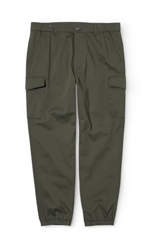 Image of Alan Jones Men's Cargo Jogger Pants | Regular Fit Tapered Joggers with Elastic Waist & Hems | Cotton Stretch Utility Pocket Track Pants | Casual Everyday Wear