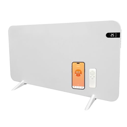 Könighaus 600 W Smart Dual Infrared Heater Wi-Fi App Control with Remote Control Including Towel Holder Feet and Mounting Material Colour: White