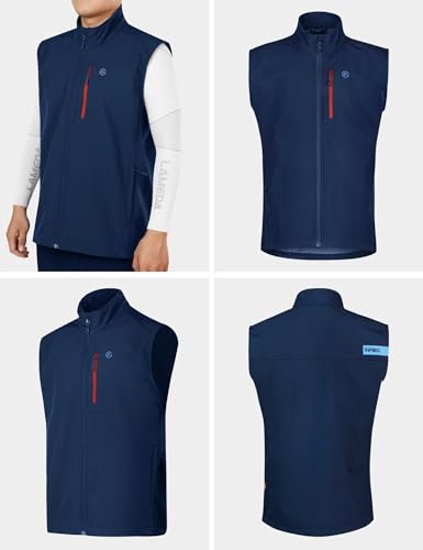 Image of Men's Windproof Vest Lightweight Casual Fleece-lined Softshell Sleeveless Jacket for Travel Hiking Running Golf