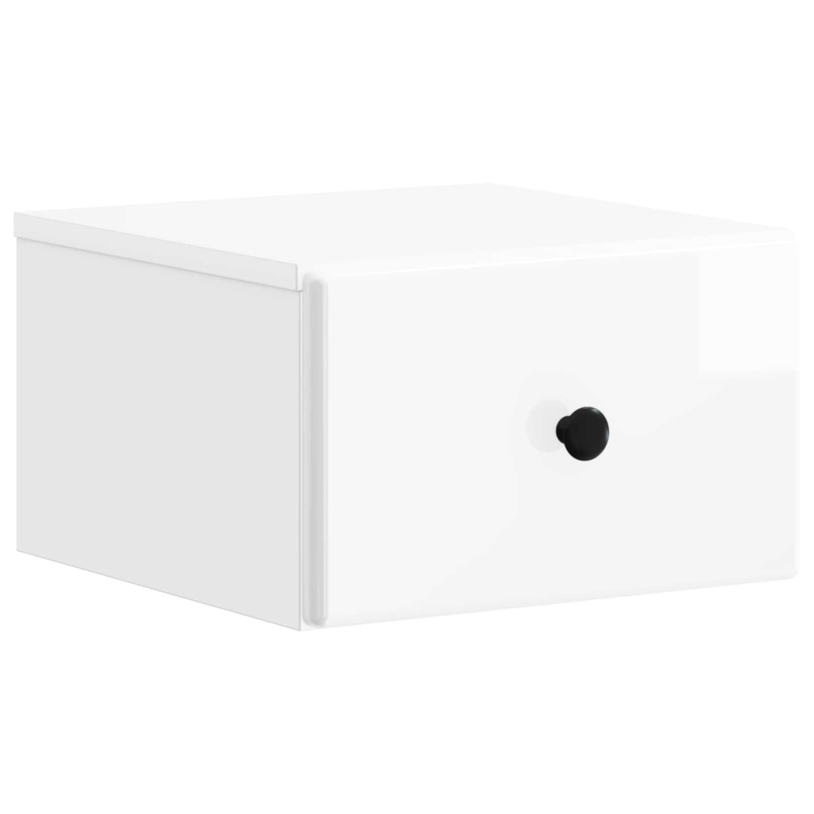 Table de chevet murale blanc brillant en bois suspendu 34,5x33x20cm