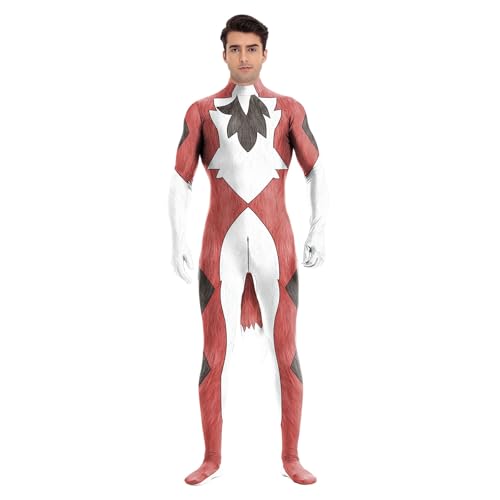 Image of Animal Full Bodysuit for Men Muscle Spandex Jumpsuit Furry Costume with Big Tail for Adult Cosplay Halloween Party