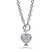 BERRICLE Heart Cubic Zirconia CZ Statement Medium Fashion Anniversary Toggle Pendant Necklace for Women, Silver-Tone, 18 Inch