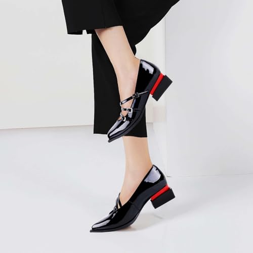 Image of LingxiaUne Green Dress Shoes for Women Fashion Forward Elegant Dressy Womens Pumps and Loafers with Low Chunky Heel and Sleek Pointed Toe Design Fashion Forward Size 9.5