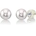 14K Gold White Akoya Cultured Pearl Stud Earrings - AAA Quality