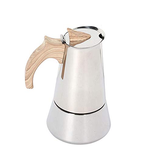 Einfache Bedienung Espressokocher, Edelstahl, Kaffeekocher Espresso Maker Coffee Maker mit Sicherheitsventil, für Vollmundigen Kaffee, Espresso macht,