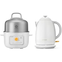 BUYDEEM G32 Electric Food Steamer 1.6QT with K640 Stainless Steel Electric Tea Kettle 1.7L Arctic White
