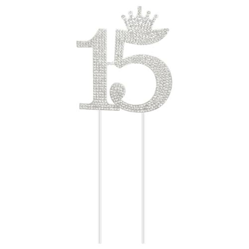 Decoración para tarta de cumpleaños número 15 con brillantes diamantes de cristal de aleación