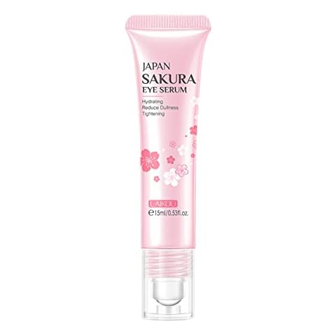 AKARY 2-in-1 Sakura Eye Serum and Eye Roller, Eye Massager Roller Lifting, Eye Cream for Nourishing Relieve Eye Bags, Dark Circles, and Puffiness, Fine Lines, Under Eye Treatment Cream Cover