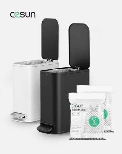 Image of Cesun Code C Drawstring Trash Bags 90 Count, Pre Cut 1.3 Gallon / 5 Liter Small Trash Can Liners, White
