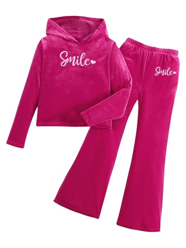 WDIRARA Girl's 2 Piece Outfits Letter Embroidered Tracksuits Long Sleeve Hoodie and Sweatpants Set