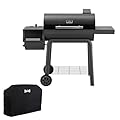 Feasto 30'' Outdoor Charcoal Grills with Cover, BBQ Grill with Offset Smoker and Side Table, 832 Sq. In. Heavy-Duty for Outdoor Backyard, Patio and Parties, Black