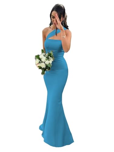 Image of Stretch Spandex Bridesmaid Dresses Long 2026 One Shoulder Formal Gowns Satin Mermaid Prom Wedding Guest DR0194N