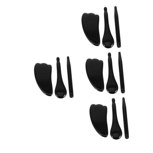 4 juegos de herramientas de masaje de obsidiana, herramienta de masaje Gua Sha, herramienta for raspar la cara y la espalda, herramienta de relajación for raspar la cara Gua Sha, tablero Gua Sha for l