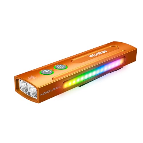 Wurkkos HD01PRO UV Flashlight with UV Light&White LED Combo,Led Flashlight 1200Lumens Flat Flashlight with RGB Light,Rechargeable EDC Flashlight,Pocket Light for Emergency,Pet Urine Detection(Orange)
