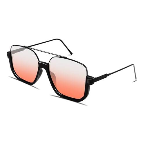 Image of GUVIVI Retro Oversized Aviator Sunglasses for Women Men Square Double Bridge Pilot Sun Glasses 70s Trendy Shades