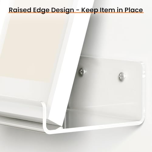 Image of upsimples 9 inch Acrylic Shelves, Small Shelf for Wall Decor and Display, 4 Pcs | Small Floating Shelf for Plants, Speaker, Toys, Invisible Wall Display for Bathroom, Bedroom, Living Room, Room Decor